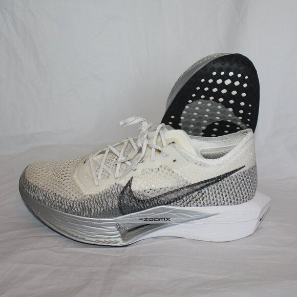 Nike ZoomX VaporFly 3 Running Shoes White/Particle Grey Metallic Men's Sz12.5 - Picture 9 of 16